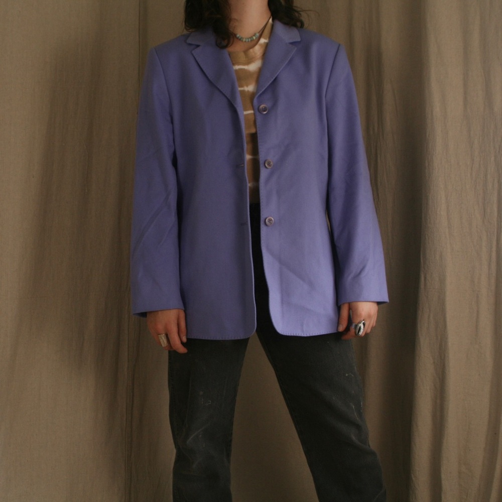 Lord & Taylor Wool Blend Periwinkle Blazer